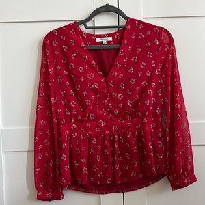 Madewell Red Printed Blouse - Like New!